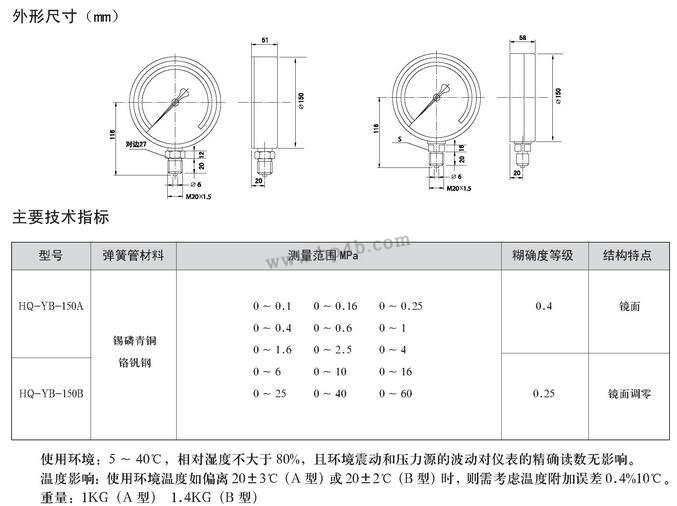 耐震精密压力表外形尺寸